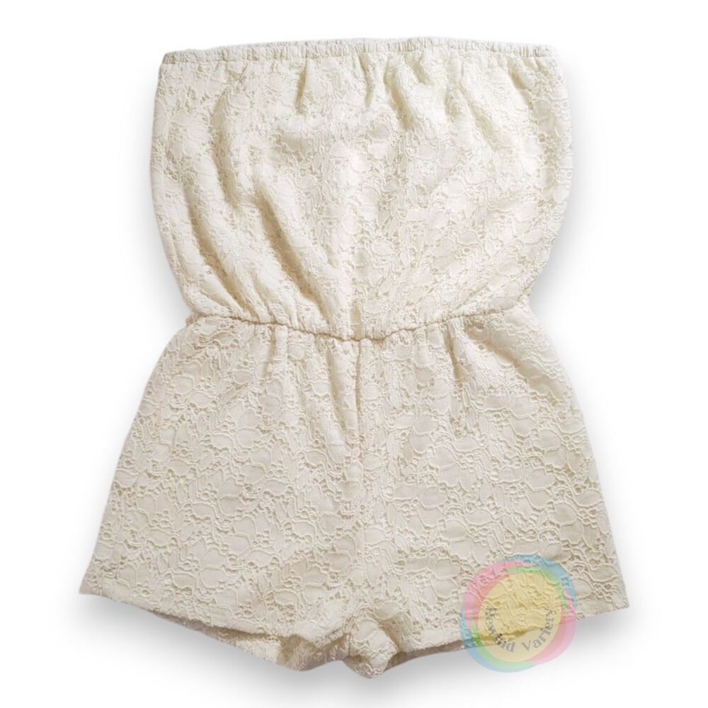 Vintage Charlotte Russe White Lace Romper L Y2K